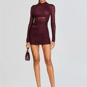 Retrofete Moxey Ruched Mesh Mini Dress